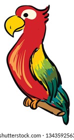 Colorful parrot cartoon vector illustration on white background 