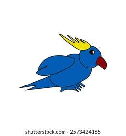 colorful parrot drawn in children's style on white background