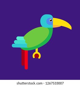 Colorful parrot, flat vector illustration.