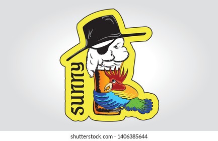 colorful parrot hugging a pirate beer