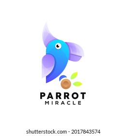 colorful parrot illustration logo template