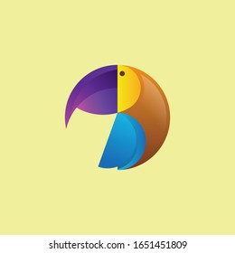 Colorful Parrot logo design template. Tropic animal badge for veterinary clinic, pet food
