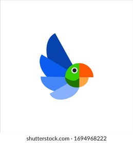 Farbiges Logo-Design-Vektorillustration-Konzept für Papagei