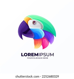 Colorful parrot logo design vector illustration.