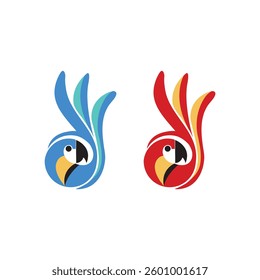 Colorful Parrot Logo , Modern Bird with perfect sign Icon logo,