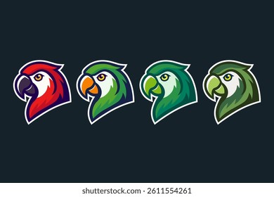 Colorful Parrot Mascot Set – Vector Bird Logos Collection.