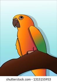 colorful parrot nesting on branch vector design