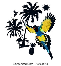 Colorful parrot pattern vector