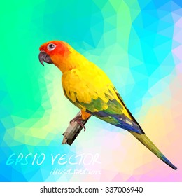 colorful parrot with polygon style