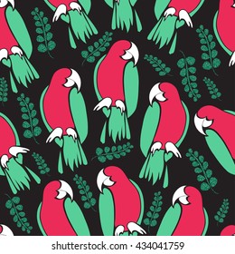 Colorful parrot seamless pattern. Parrot vector illustration. Good for invitation, card, poster, print design,and textile.