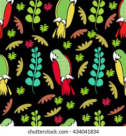 Colorful parrot seamless pattern. Parrot vector illustration. Good for invitation, card, poster, print design, and textile.