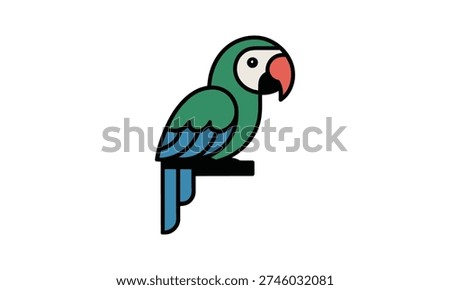 Colorful parrot sitting on a perch looking sideways isolated on white