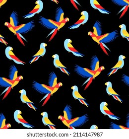 Colorful parrots seamless pattern. Funny print 