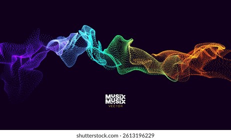 Colorful Particle Wave Sound Visualization with Abstract Gradient Flow, Ideal for Music, Audio Tech, and Vibes. Perfect for Concerts, Apps, or Futuristic Design. Vector Illustration.