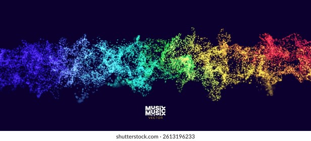 Colorful Particle Wave Sound Visualization with Abstract Gradient Flow, Ideal for Music, Audio Tech, and Vibes. Perfect for Concerts, Apps, or Futuristic Design. Vector Illustration.