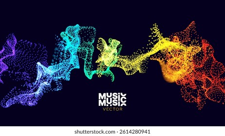 Colorful Particle Wave Sound Visualization with Abstract Gradient Flow, Ideal for Music, Audio Tech, and Vibes. Perfect for Concerts, Apps, or Futuristic Design. Vector Illustration.
