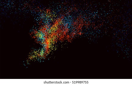 Colorful particles, abstract graphics.