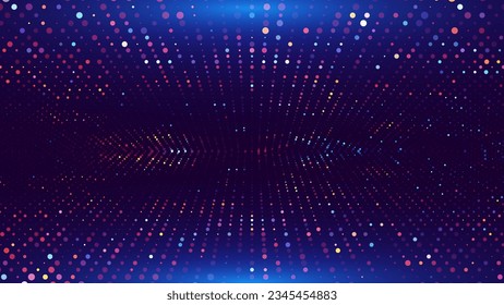 Colorful Particles Background. Dust Particles. Modern Dynamic Particles Colored Background Design for Music, Sport, Science Events Banners. Vector Illustration.