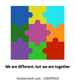 Colorful parts of paper puzzle. Business 