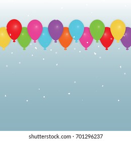 Colorful party balloons and confetti, stock vector