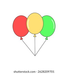 Colorful Party Balloons Icon. Bunch of Balloons for Birthday and Party. Flying balloon with rope. Anniversary design.