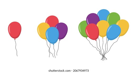 Colorful party balloons isolated on white. Vector design elements set