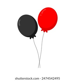 Colorful party balloons isolated on white background. Balloon set. Bunch of balloons for birthday and party. Flying ballon with rope. Anniversary, birthday party design. Air balloons vector.