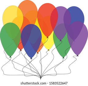 colorful party balloons on black rope