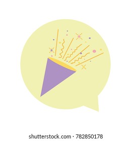 colorful party confetti inside chat bubble message