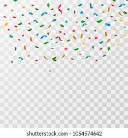 Colorful party confetti on a transparent background