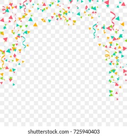 Colorful party confetti on a transparent background.