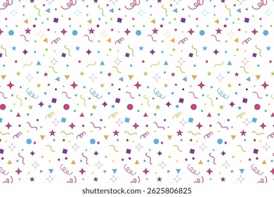 "Colorful Party Confetti Seamless Pattern – Fun Celebration Background for Birthday, New Year and Festive Designs."