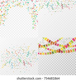 Colorful party confetti set on a transparent background.