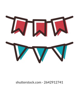Colorful party flag bunting. Vector illustration