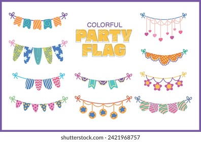 Colorful Party Flag Illustration Vector Set