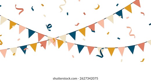 Bunte Partyfahnen, Hintergrund, Vektorgrafik zum Feiern.
