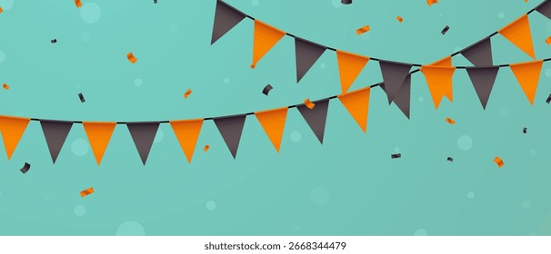 Vector de fondo de banderas de fiesta coloridas para la decoración del partido para la celebración.
