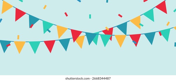 Bandeiras coloridas do partido vetor de fundo para a decoração do partido para a celebração.
