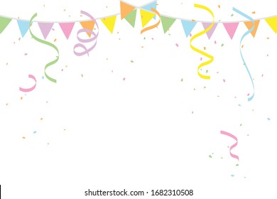 Colorful Party Flags And Confetti On White Background. Celebration & Party. Surprise Banner. festa junina brazil. Vector Illustration