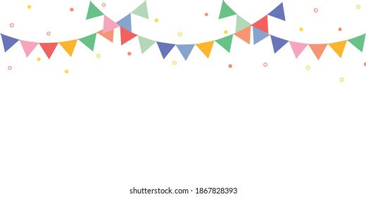 Colorful party flags, congratulation party banner and festival flags.