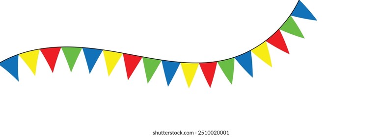 Colorful party flags. Garland with flags. Decorative colorful party pennants for birthday celebration, festival and fair decoration. Vector illustration in eps 10.