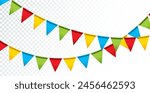 Colorful Party Flags Garland Isolated on Clean Background. Vector Festa Junina Illustration for Brazil June Traditional Saint John Holiday Festival Design for Celebration Banner, Greeting Card