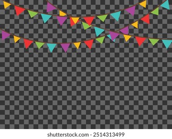 Colorful Party Flags Garland Isolated on Clean Background. Vector Festa Junina Illustration for Brazil June Traditional Saint John Holiday Festival Design for Celebration Banner, Greeting Card