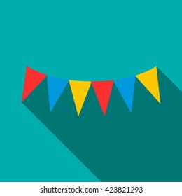 Colorful party flags icon, flat style