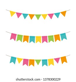 Colorful party flags illustration set