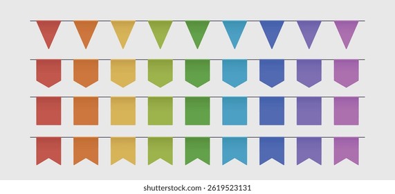 colorful party garlands various shapes in set