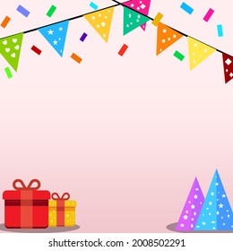 colorful party gift box on light pastel pink background Surprise banners and celebrations vector illustration