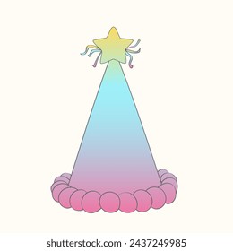 A colorful party hat adorned with a star on top, perfect for birthday celebrations