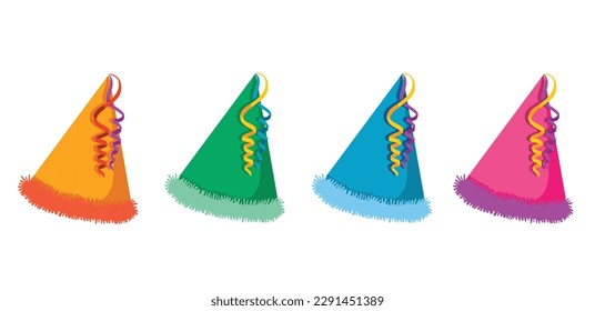 colorful party hat celebration element vector illustration