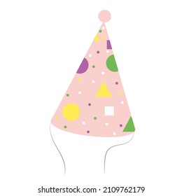 Colorful party hat. Flat icon. Accessory of the birthday element Vector illustration